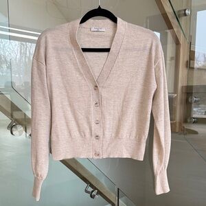 Babaton Light Beige Button-Up Cardigan 100% Merino Wool